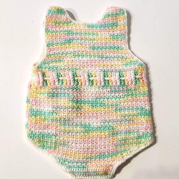 Knitted Spring Variegated Pastel Baby Romper - Picture 2 of 10